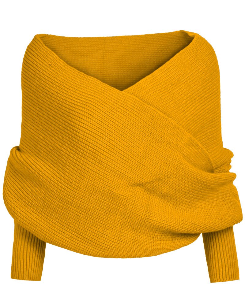 Kms Sexy Winter Warme Zachte Breiwol Lange Mouwen Wrap Shawl Effen Zwart Grijs Beige Rood Voor Vrouwen 200*42Cm: GINGER