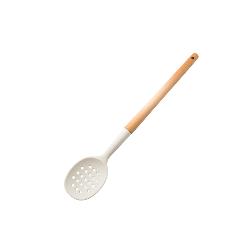 Silicone Kitchenware White Non-stick Kitchen Cookware Spatula Egg Beaters Shovel Soup Spoon Cooking Utensils Kitchen Gadget: Leak Spoon