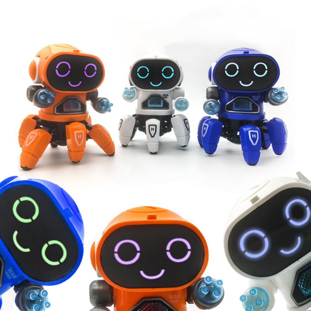 Søde 6- klør farverige førte lysmusik dansende mini elektrisk robot børnelegetøj