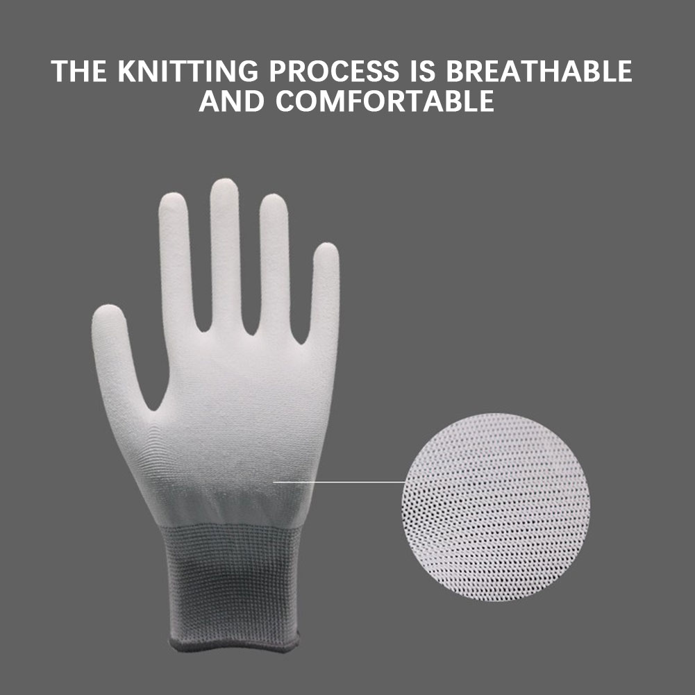 12 par antistatiska handskar nylon esd arbetshandskar pu-belagda handflata-/fingrar bärbara slitstarka isolerade handskar