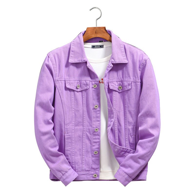 Mcikkny Men Casual Denim Jackets Coats Spring Loose Style Jeans Jackets Male Solid Color