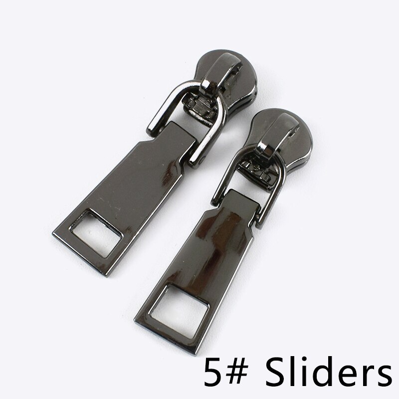 Meetee-deslizadores de cremallera para chaquetas con cremallera de Metal, Kit de reparación de cremalleras con cabeza extractora, accesorio de costura, 20 piezas, 3 #5 #: GunBlack-No5