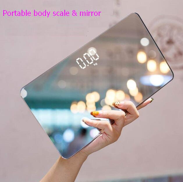 Smart Electronic Portable Body Scale Tempered Glass Surface LED Digital Weight Scale Mirror Bathroom Balance 180KG
