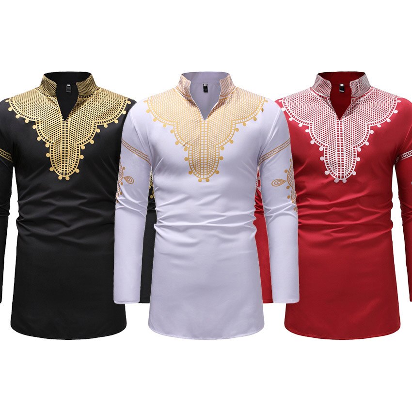 Afrikaanse Traditionele Kleding Bazin Jurk Mannelijke 3D Print Borduren Volledige Mouw Tops Shirt Bazin Riche Afrika Jurk Voor Man