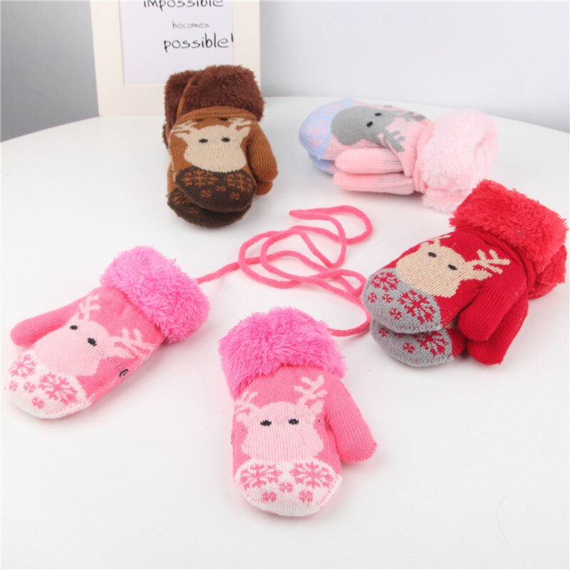 2-6T guanti per bambini caldi spessi più velluto bambini ragazze ragazzi guanti a maglia inverno bambini bambino corda guanto regalo di natale