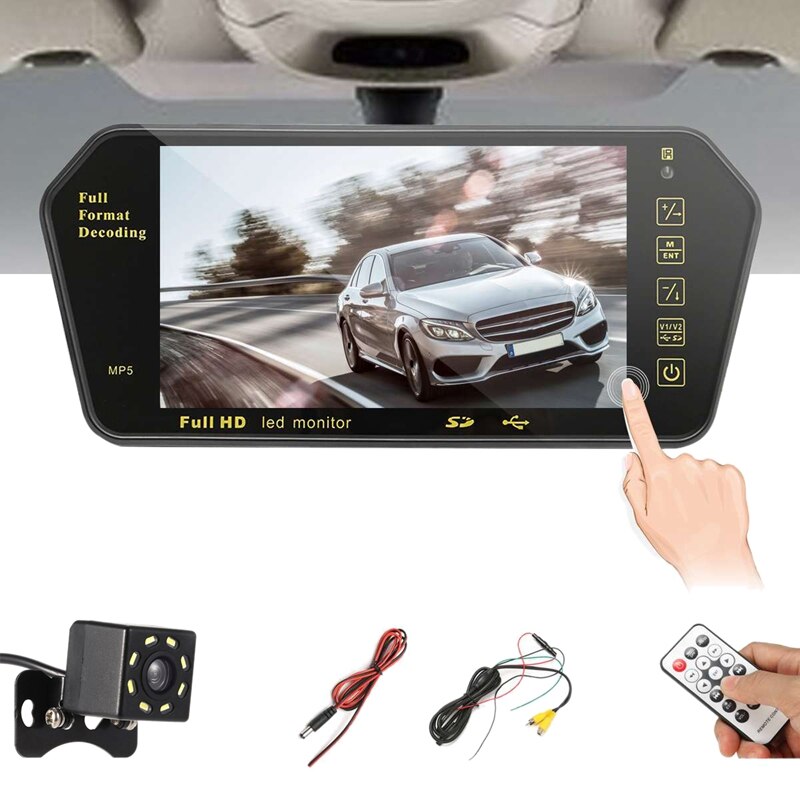 7 zoll Auto TFT LCD Farbe Spiegel MP5 Spieler Viedo Stereo Rückspiegel Monitor Anzeige
