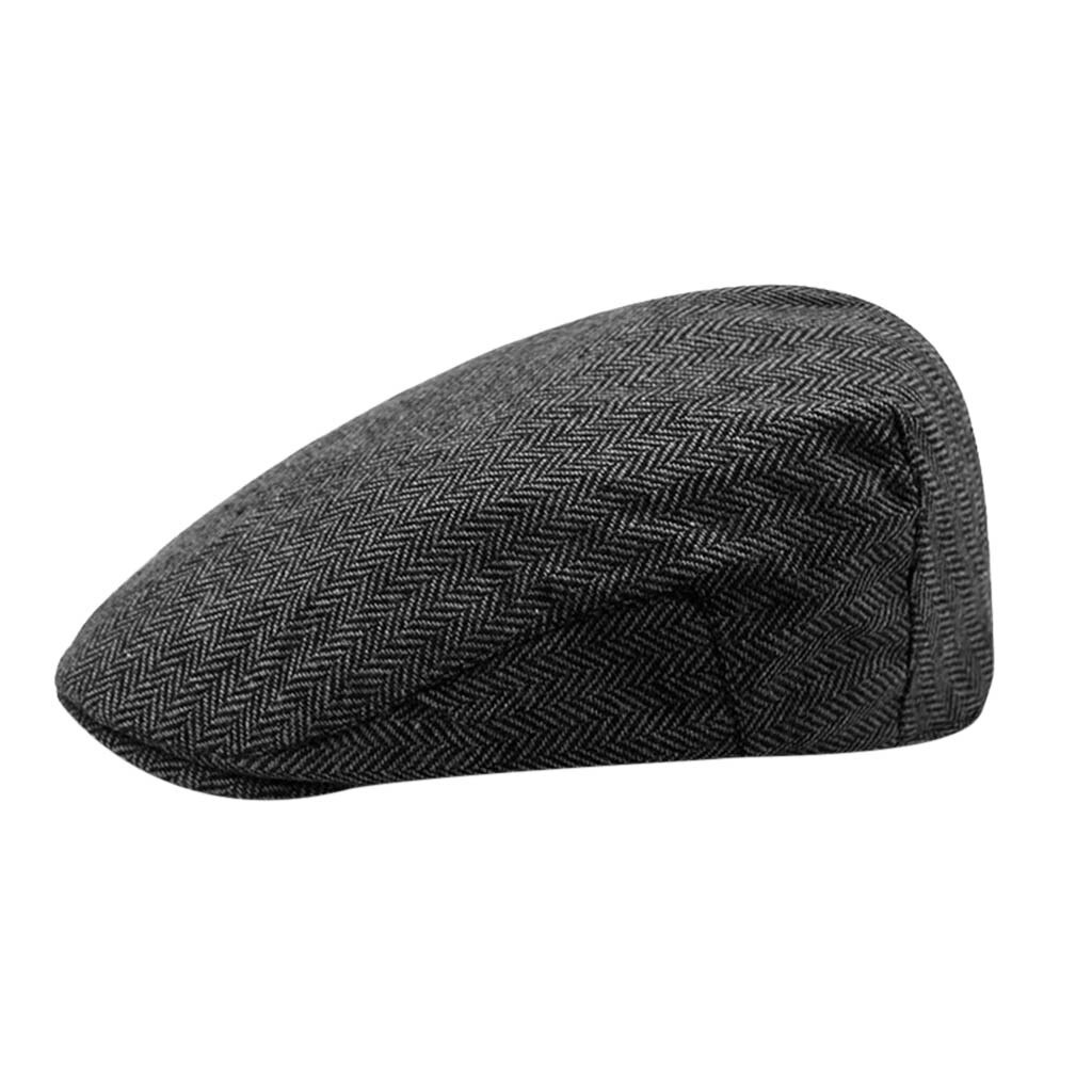 Men's Miter Beret Full-Closure Cap Plain Cotton Sunshade Hat Retro Forward Cap Classic Cap: A