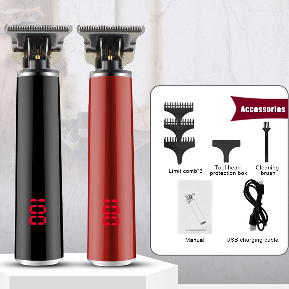 Cordless Electric Rechargeable Hair Trimmer Waterproof Hair Clipper Haircut with LCD Digital Display t6