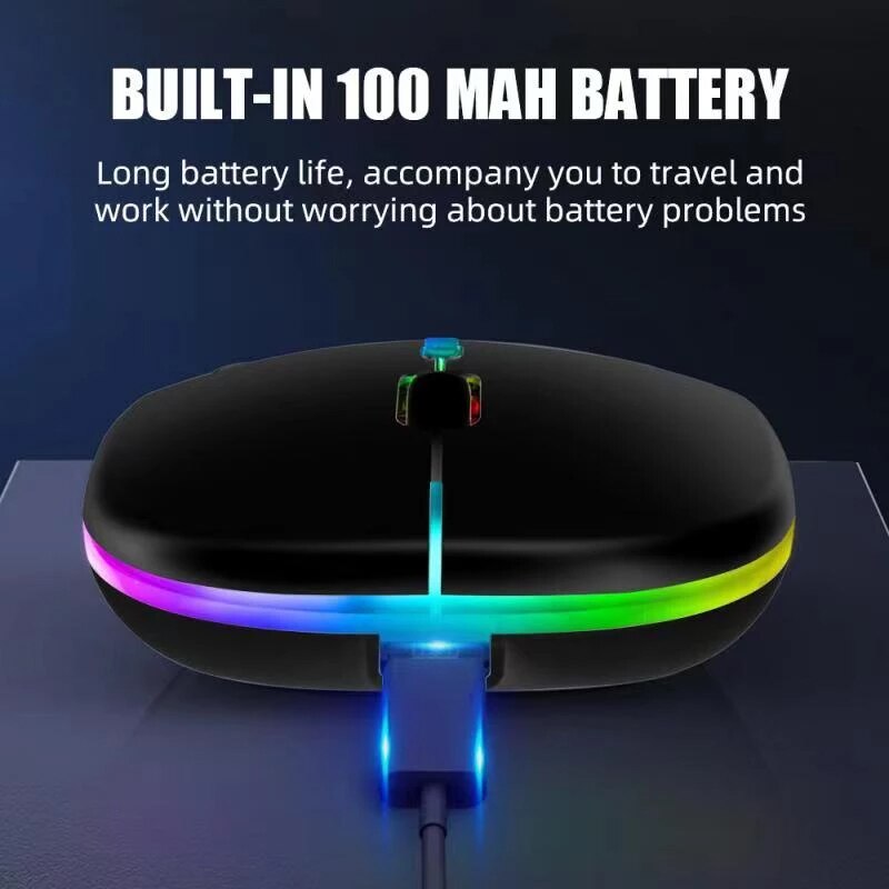 RGB Light Bluetooth Wireless Mouse Silent Rechargeable For Android PC Computer Macbook iPad Backlit Mice Laptop Accessories
