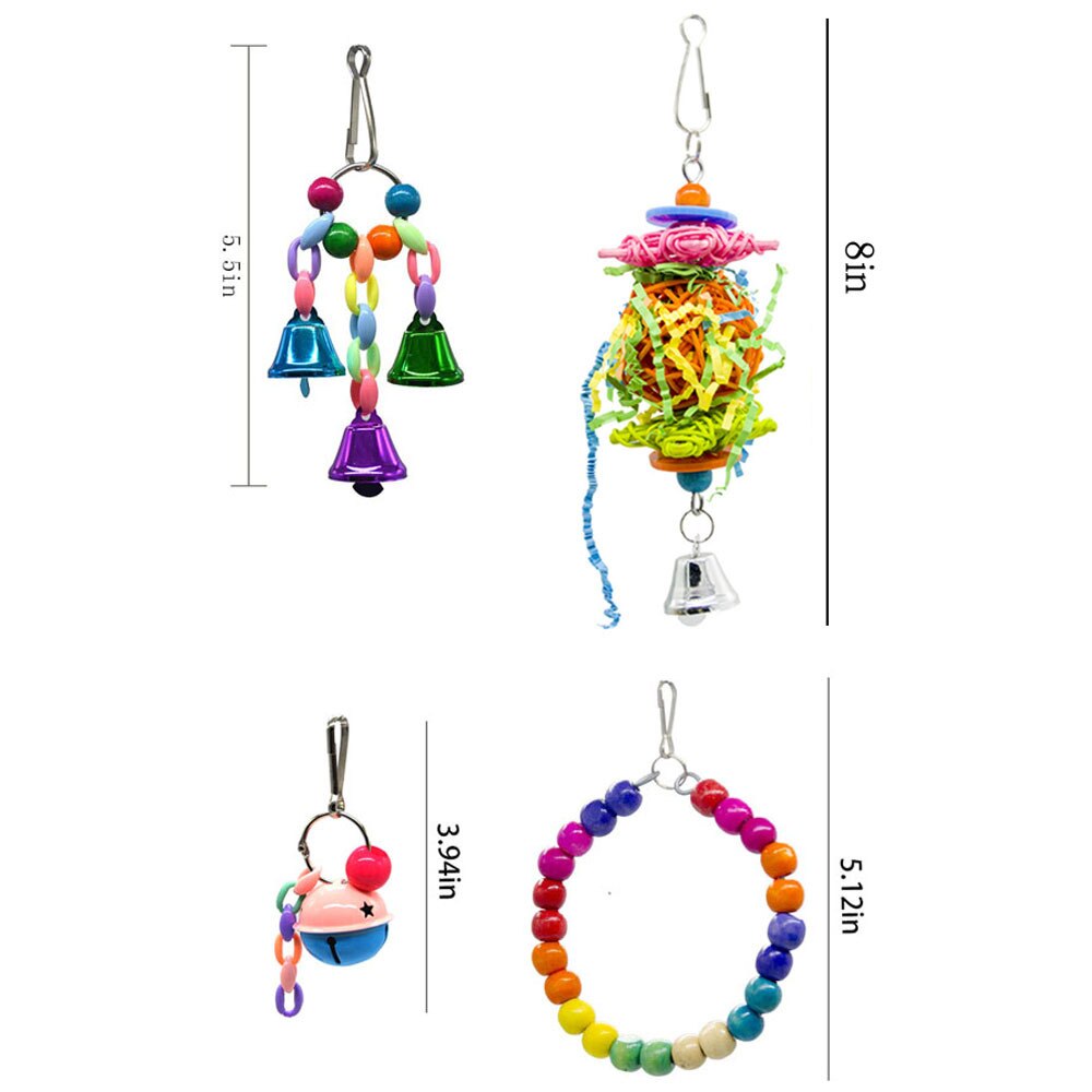 10 Packs Vogel Swing Kauwen Speelgoed Papegaai Ladder Schommel Hangmat Bell Speelgoed Papegaaienkooi Speelgoed Vogel Baars Met Houten Kralen opknoping