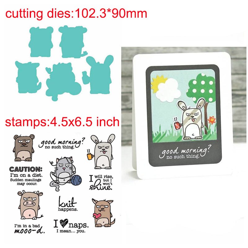 Set van 2 schattige kleine dieren (panda, kuiken, egel en zebra) met grappige sentimenten, stempel en stans voor doe-het-zelf scrapbooking: Ww0870 a 1 h 5607