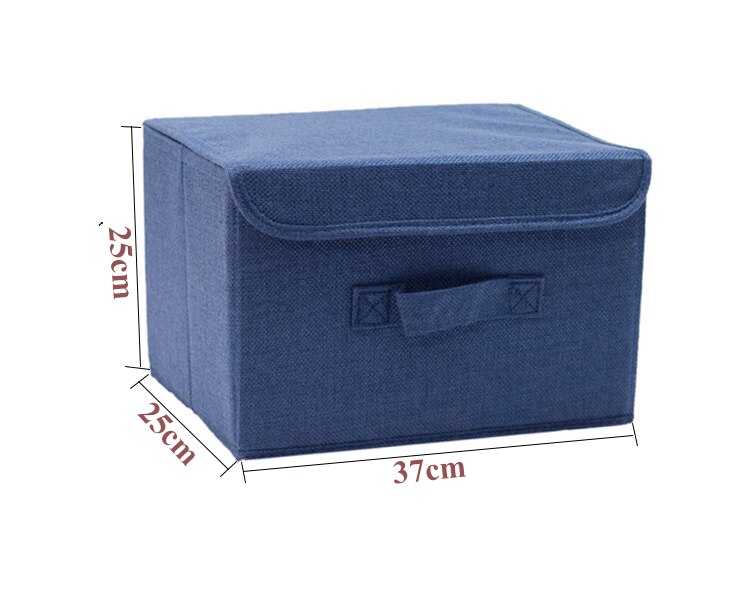 Cotton Fabric Cube Storage Box Cartoon Embroidery Laundry Basket For Cupboard Drawer Showcas Storage Holders Toys Organizer Bins: L Durk Blue
