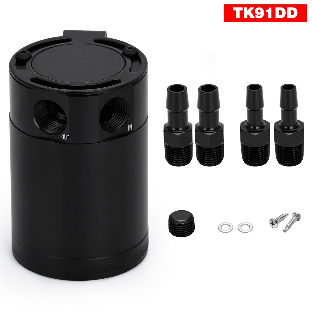 VR - 3/8" NPT Inlet Outlet 2-Port Compact Baffled Oil Catch Can Tank VR-TK91: without drain valve