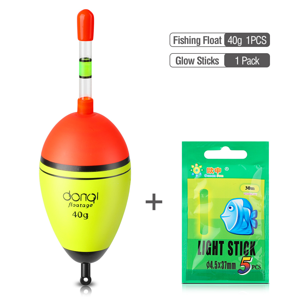 DONQL EVA Night Fishing Float Luminous Glowing Buoy 1pcs Floating Force 5g-50g with Fluorescent Light Stick Fishing Tools: Floating Force 40g