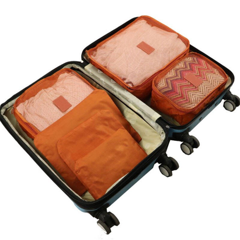 6 Stks/set Reizen Opbergtas Kleren Tidy Pouch Bagage Organizer Draagbare Opslag Case GR5: Oranje