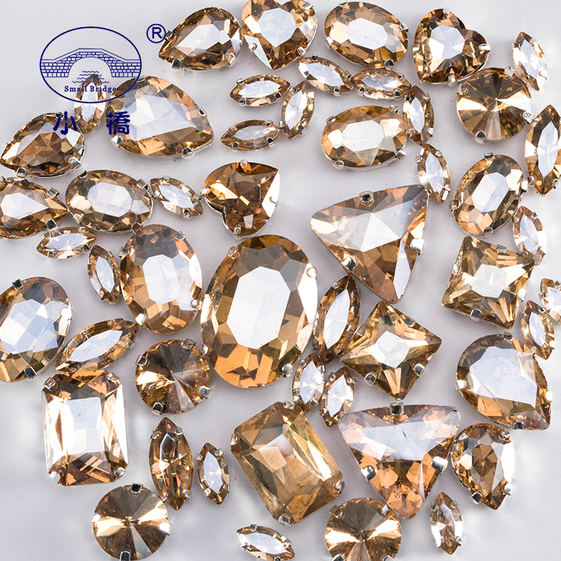 Glitter Gemengde Vorm Glas Steentjes Voor Kleding Roze Plaksteen Craft Edelstenen Kristal Naai Strass Met Klauw 50 stks/pak S048: Black Nickel