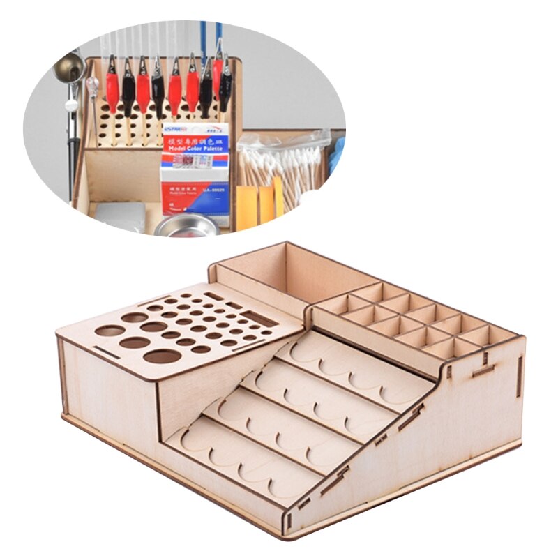 Hout Artist Supply Verf Rack Stand Pigment Inkt Fles Met Grote Volumetrische Bot