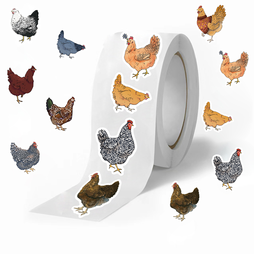 500 Stück Huhn, Henne, Tiere, Rollenaufkleber für Wasserflaschen, Laptop, Kühlschrank, Gepäck, Computer, Karikatur, lustige Aufkleber