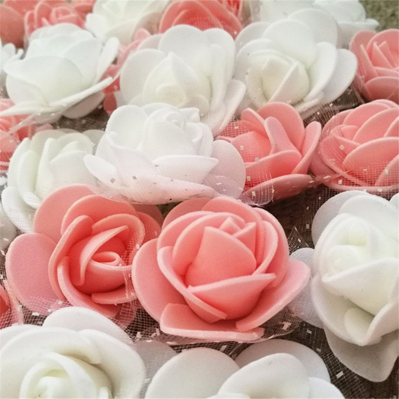 Mini roses en mousse de polyéthylène, 3.5cm, 50 fleurs/lot, têtes de fleurs artificielles, pour décorer un mariage, à la maison, pour l'artisanat