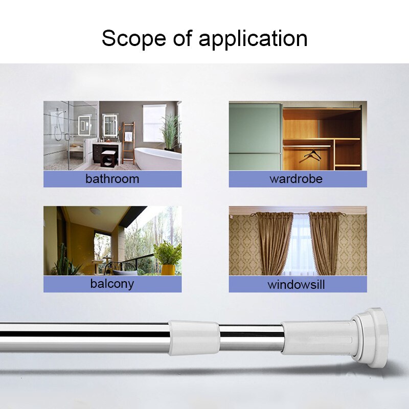 Newly Spring Loaded Telescopic Rods Adjustable Rail Poles Clothes Wardrobe Tension Rail Pole Rods MK