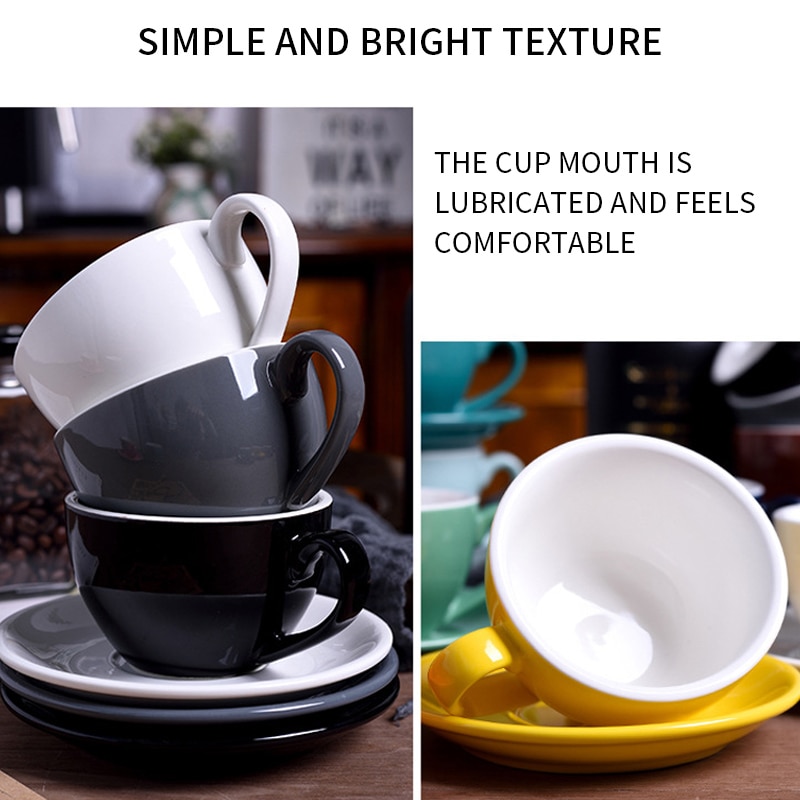 220ml High-grade Ceramic Coffee Cups Coffee Cup Set Simple European Style Cappuccino Flower Cups Latte Mug