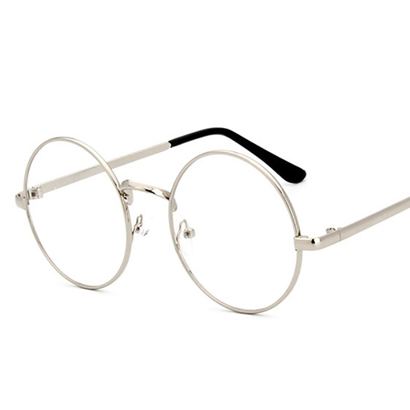 Men Woman Retro Transparent Metal eyeglass frame glasses silver frame Round Glasses Black Silver Gold Eyeglasses: c4silver