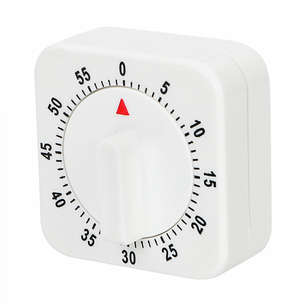 Kitchen Timer Time Reminder 60 Minutes Magnet Round Shape Kitchen Tools Countdown Alarm Reminder Mechanical Cooking Timer: White