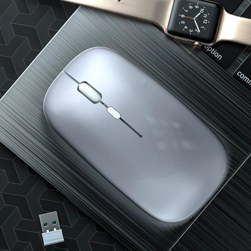 Pink Gaming Mouse, USB Optical Wireless Mouse LED Computer Gamer Mouse Silent Rechargeable Desktop Laptop Mechanical Game Mouse: Wireless Charging-S