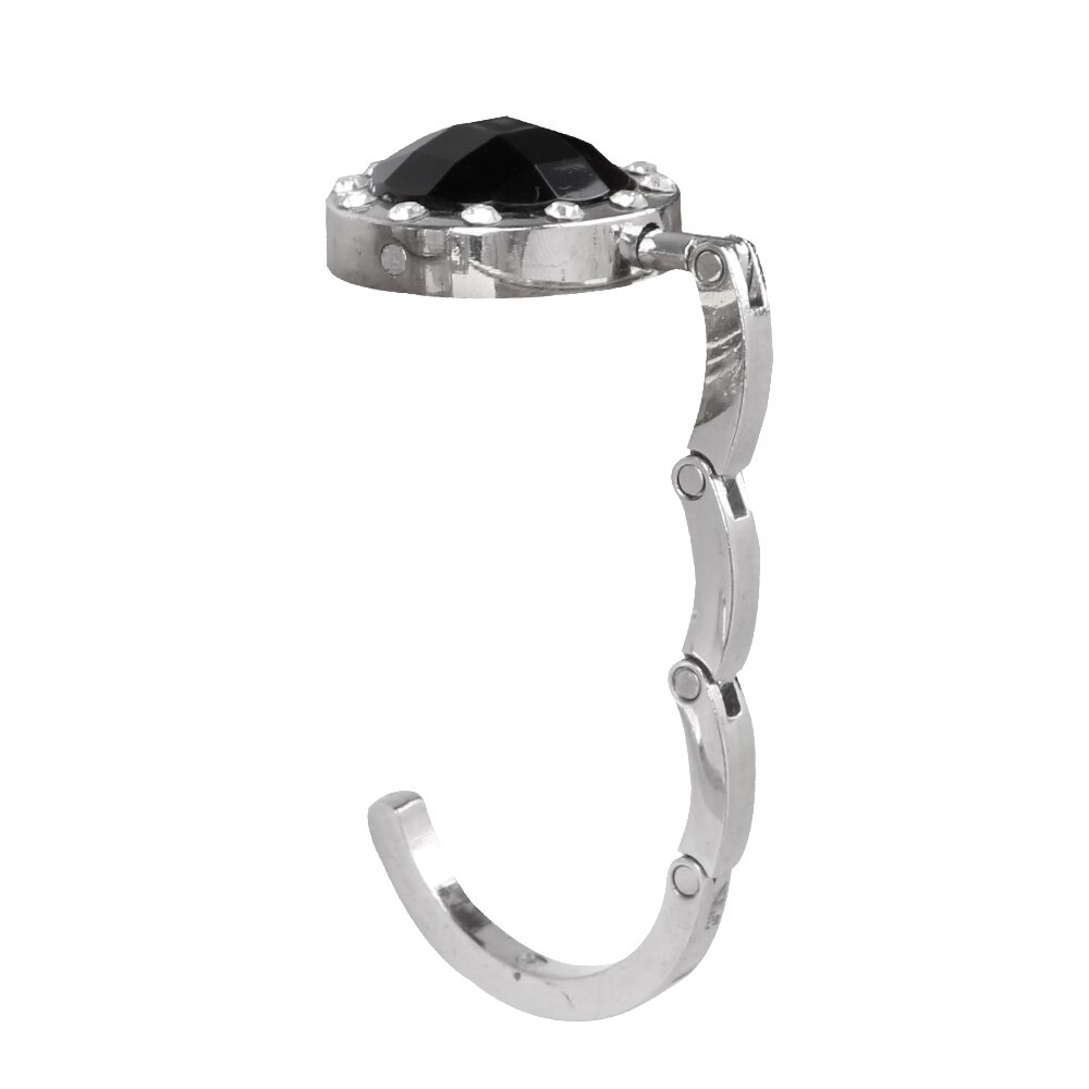 HILIFE Crystal Alloy Desk Hanger Table Hook Round shape for Hanging Portable Foldable Hangbag Hook Purse Bag Hook Holder: Black