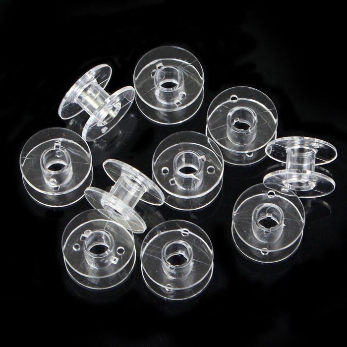 #H25 10Pcs Transparent Sewing Machine Spool Home Plastic Spool Sewing Tool Accessories Universal Empty Bobbin: Default Title