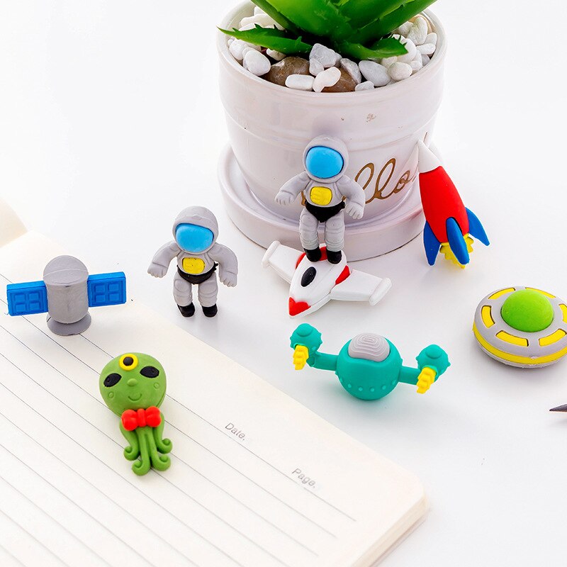 Gomme en forme de vaisseau spatial Kawaii, gomme fantastique, papeterie promotionnel pour élèves du primaire, outil d&#39;écriture en caoutchouc