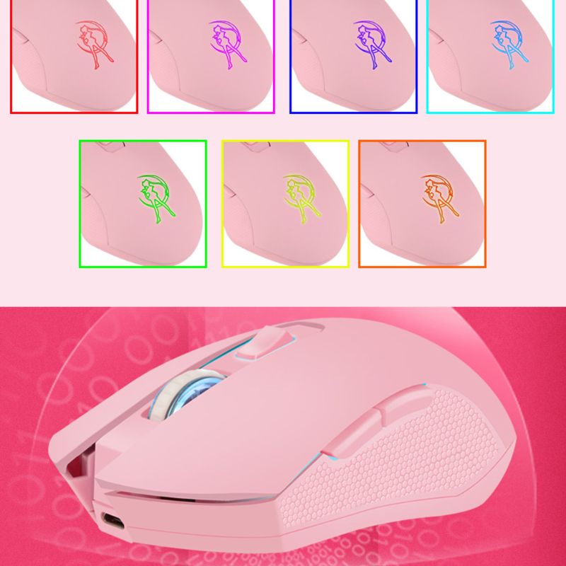 Souris sans fil rose, de jeu avec optique 1600DPI 2.4G USB, accessoire silencieux LED pour ordinateur portable,