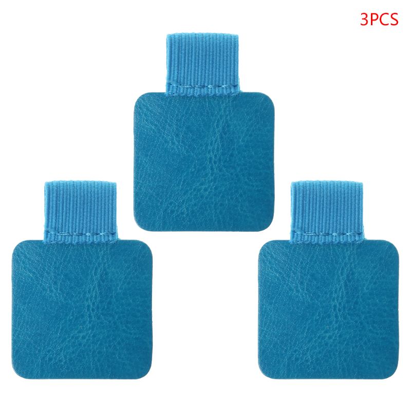3pcs Square Self-adhesive Leather Pen Clip Pencil Elastic Loop For Notebooks Journals Clipboards Pens Holder: Blue
