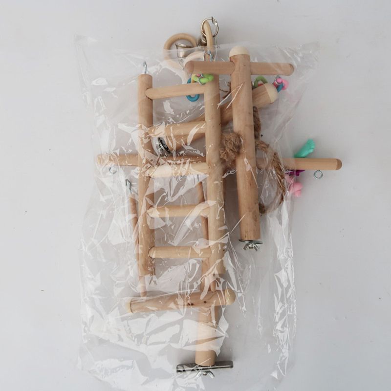 Fågelbur stå lek gym abborre lekplats trä papegoja klätterstege tugga kedja gunga för kärlek fåglar undulater husdjursförnödenheter