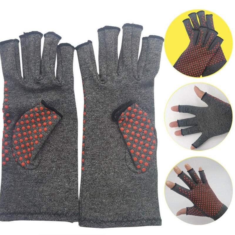 Compression Arthritis Fingerless Gloves Wrist Support Joint Pain Relief Hand Brace Magnetic Therapy Heating Mittens