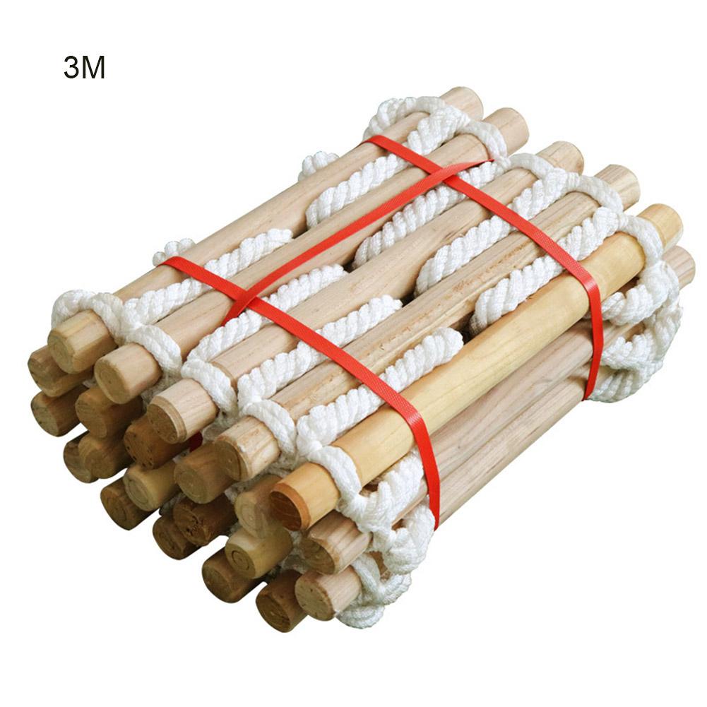 3M 5M Wooden Rungs Rope Ladder Outdoor Tent Rope Soft Steps Round Nylon Soft Escape Ladder Escape Fire Rescue Home Climbing: 3M