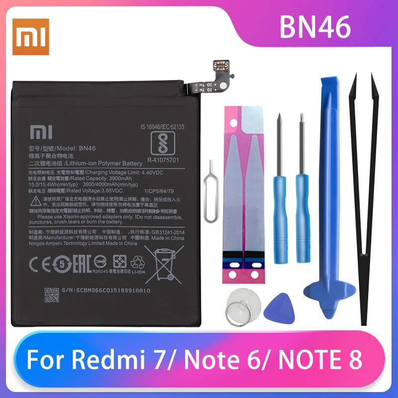 Originele Xiaomi Redmi 7/Redmi Note 8 Redmi Note 6 Telefoon Batterijen BN46 4000Mah Gratis Tools Telefoon Batterij akku