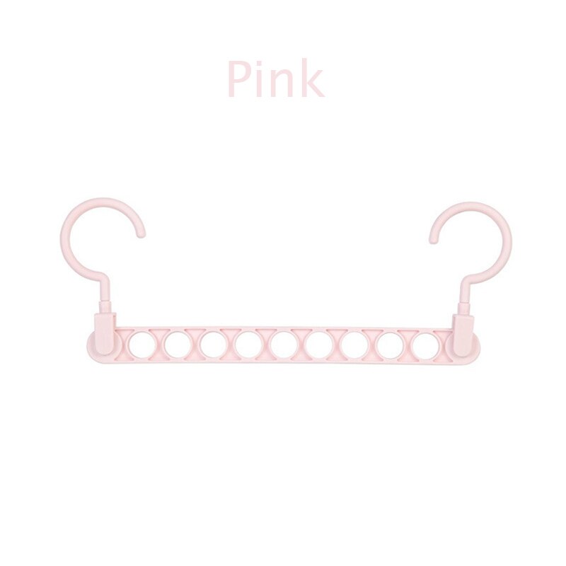 Cintre magique multifonction pliant à 9 trous, cintre rotatif pour vêtements, garde-robe, séchage de vêtements, organisateur de maison: Pink