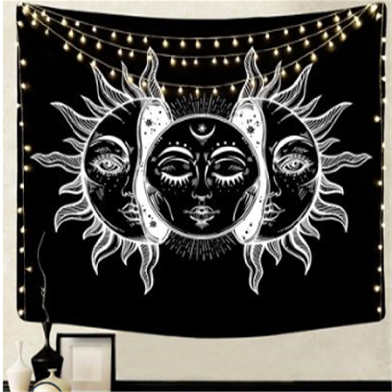 Psychedelic Starry Sky Sun Moon Mandala Tapestry Wall Hanging Celestial Wall Tapestry Hippie Wall Carpets Dorm Decor Tapestry: 07