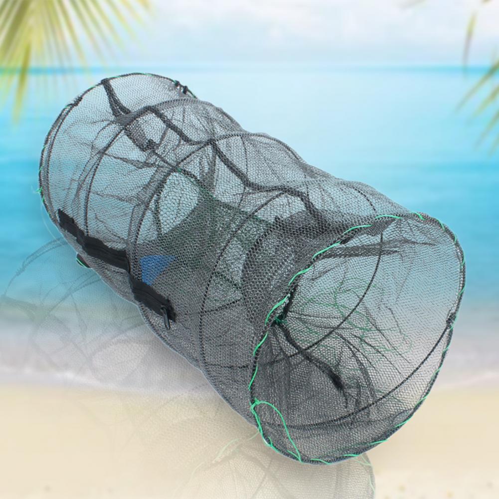 Gabbia a molla gabbia da pesca compatta Nylon facile da trasportare comoda rete da pesca con gabbia a molla