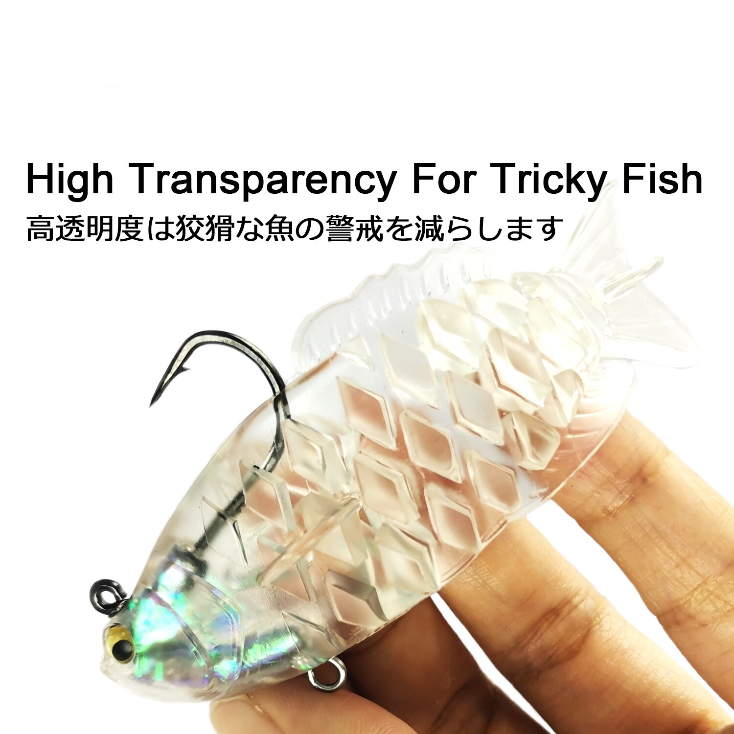 THETIME NAUGHTY Soft Shad Bait 21g Ultrasoft Multisection Silicone Jig Head Lure Dark Sleeper Swimbait for Bass Fishing