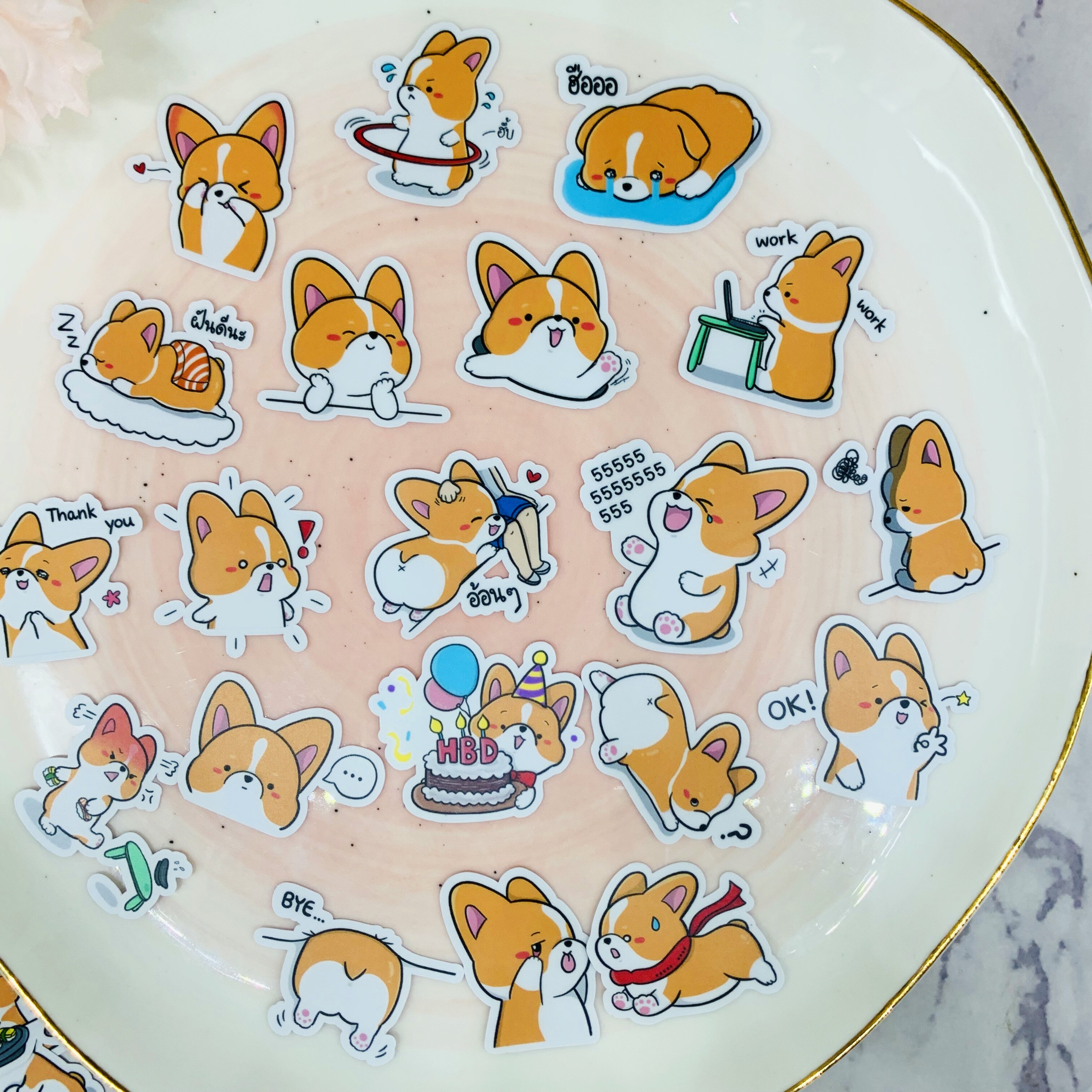 40PCS Cute corgi sticker for kids homemade book stickers on laptop / decorative scrapbooking / DIY