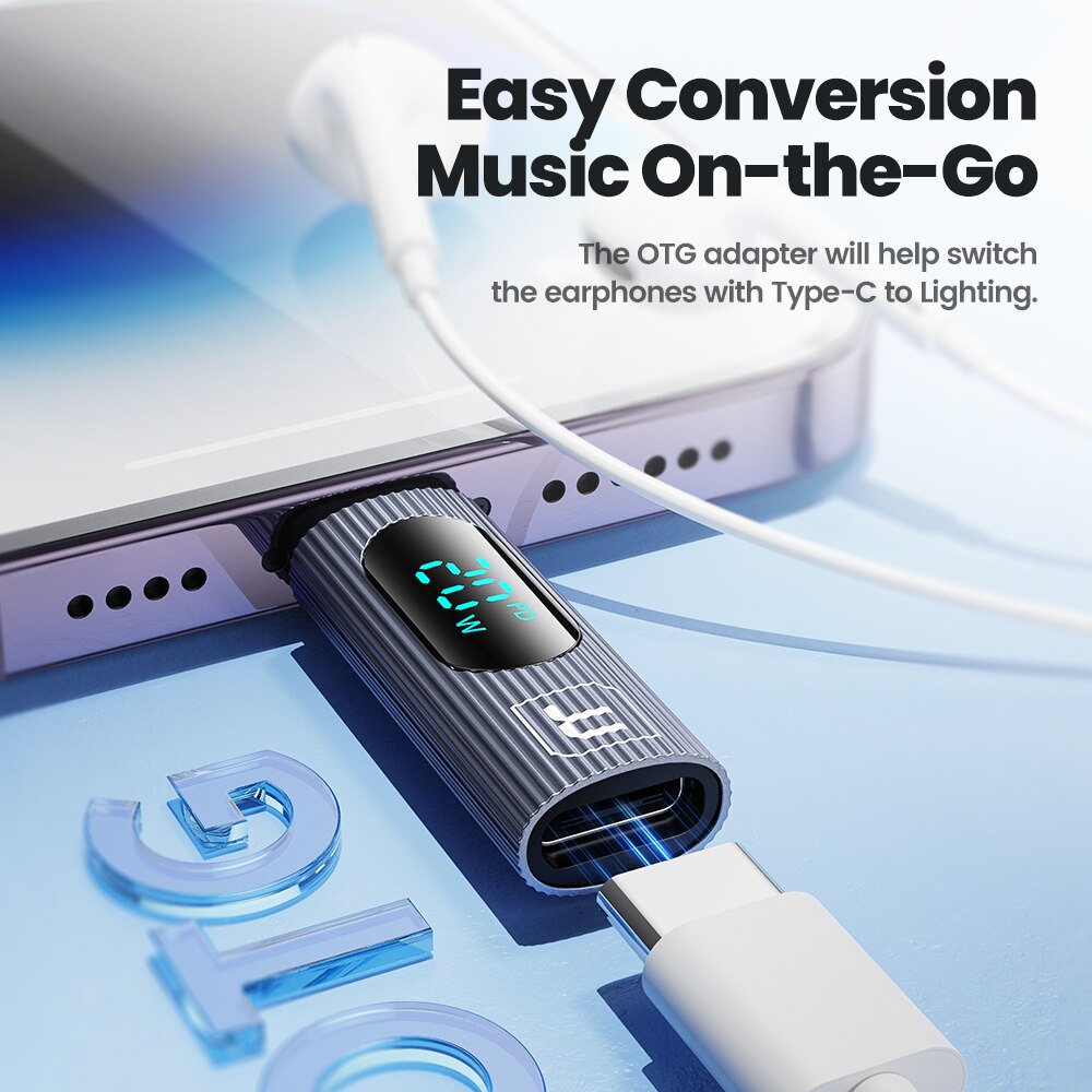 Toocki USB 2.0 wyświetlacz OTG Adapter PD 20W szybkie ładowanie błyskawicy męskie do typu C złącze żeńskie dla iPhone 15 14 13 konwerter