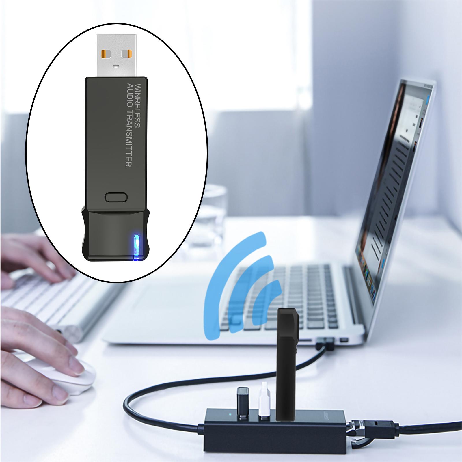 Mini USB Bluetooth Audio Transmitter with aptX V5.3 3.5mm AUX Wireless Audio Adapter for PS4 Speakers PC TV USB Power Supply