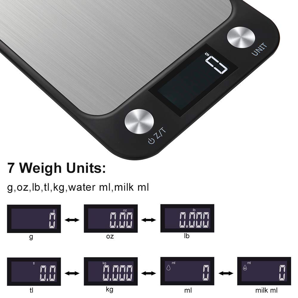 Stainless Steel Digital Food Scale, Multifunction Kitchen Scale for Baking and Cooking,22 lb Capacity by 0.1oz