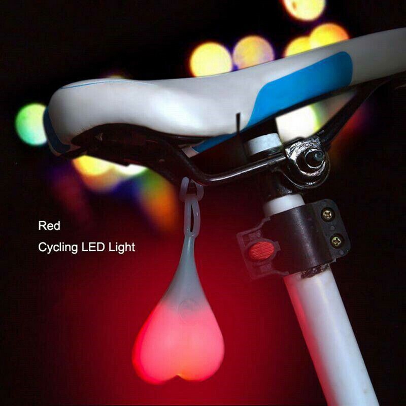 Safety Warning Ball Light Lamp Waterproof Silicone Bike Heart Lamp Night Cycling Rear Seat Back Lights Bike Tail Light: RED