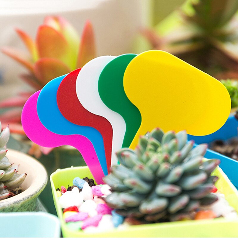 100Pcs Waterproof Plant Markers Mini Garden Sign Plant Labels Plants Tags Plastic Nursery T Type Colorful Flower Ornaments