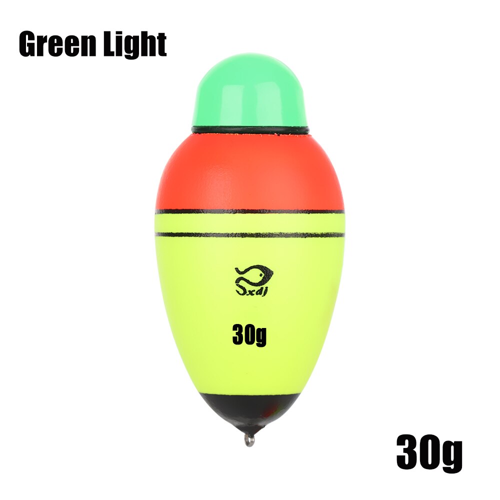 Galleggiante da pesca elettronico 1PC con 1 cella a bottone notte schiuma Eva bastone leggero in plastica attrezzatura da pesca portatile 20g/30g/40g/50g/60g: Green Light-30g