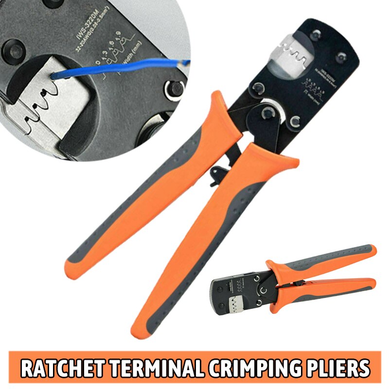 IWS-3220M Kabel Connector Krimpen Tang Tool Insert Voorjaar Ratchet Terminal Krimptang Voor 0.03-0.52mm2 32-20AWG Crimper