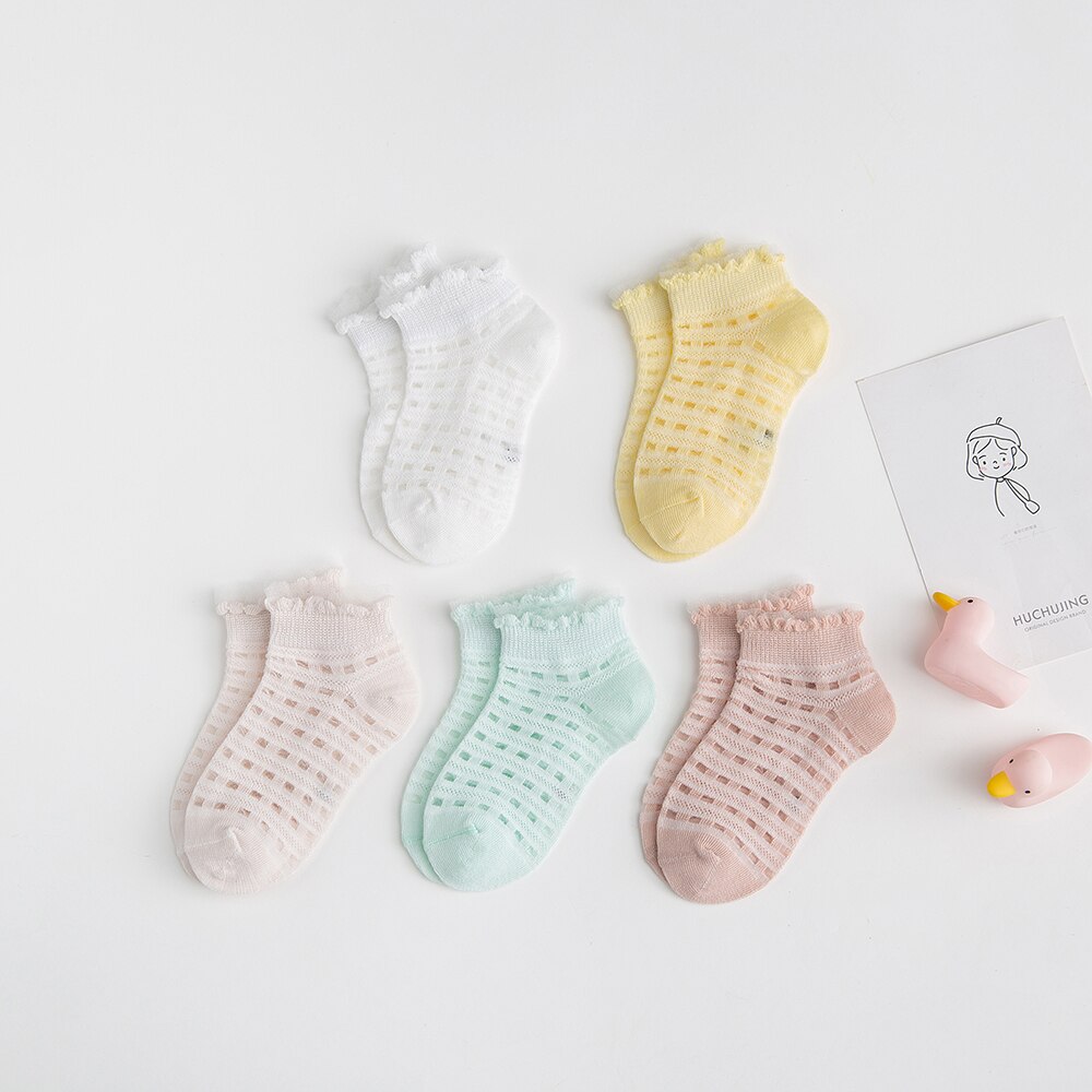 5 Paare/los 0-2Y Baby Socken Sommer Baumwolle 3D Karikatur Ebene freundlicher Socken Mädchen Gittergewebe Nette Neugeborene Junge Kleinkind Socken Baby